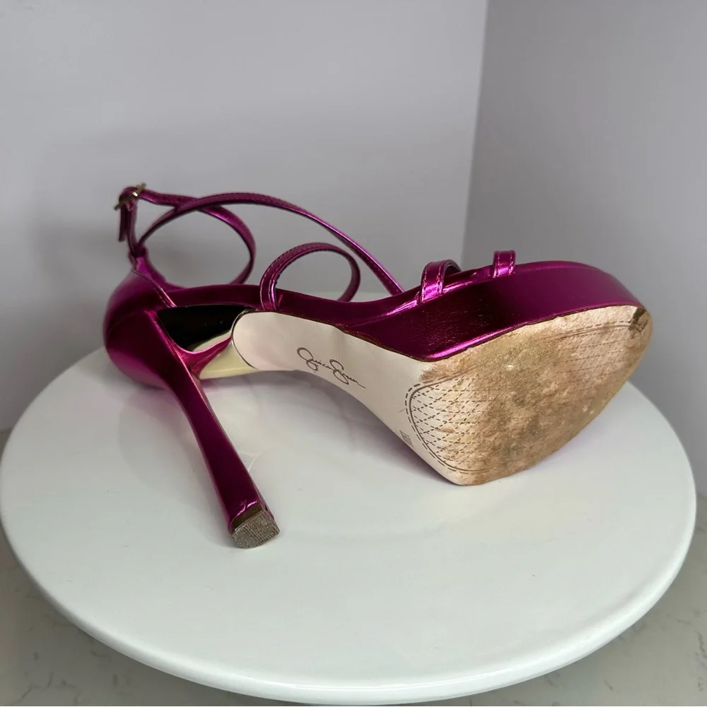 Jessica Simpson Shyremin Fuchsia Strappy Heels - Picture 6 of 13